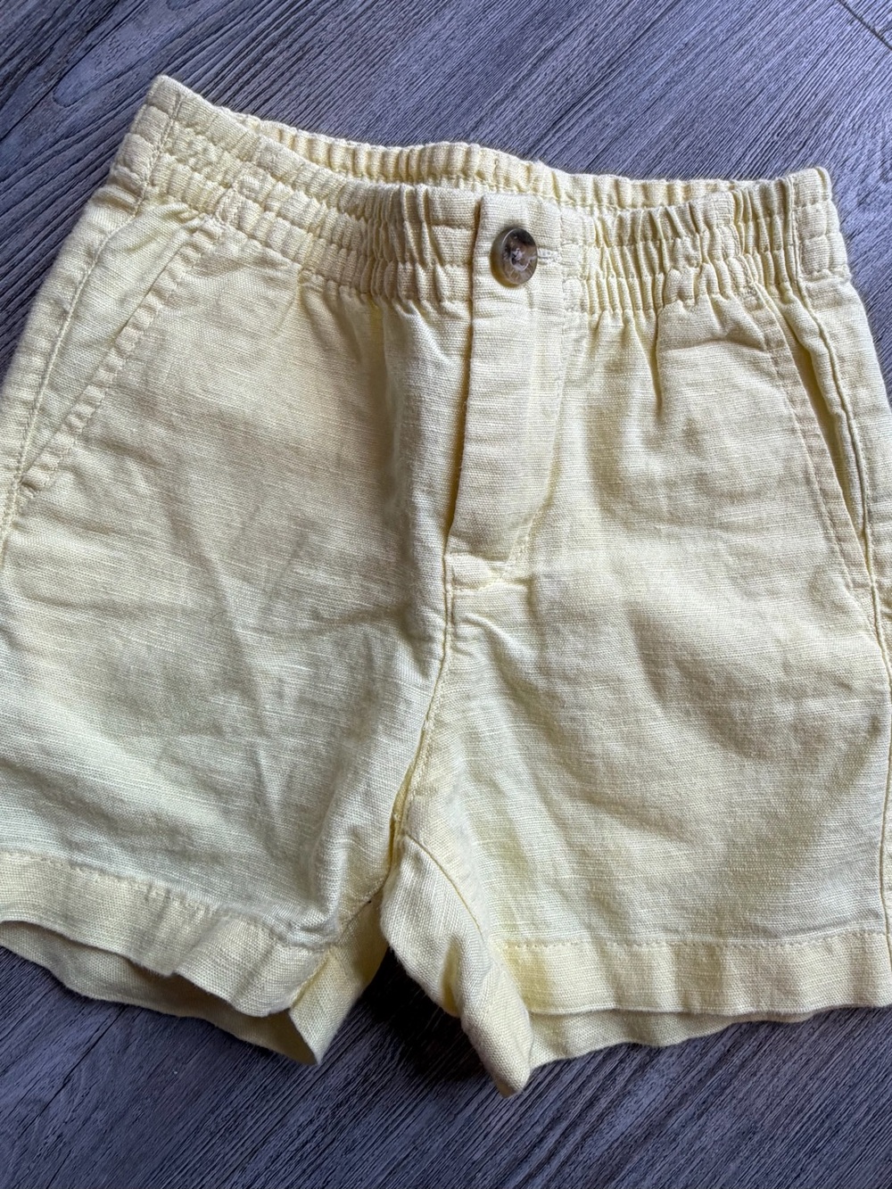 Janie and Jack Pale Yellow Linen-Blend Elastic Waist Shorts
